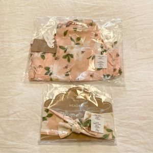 ✨BNWT!✨ Angel Dear Ruffle Sunsuit + Bow Bundle in Magnolia Muslin
